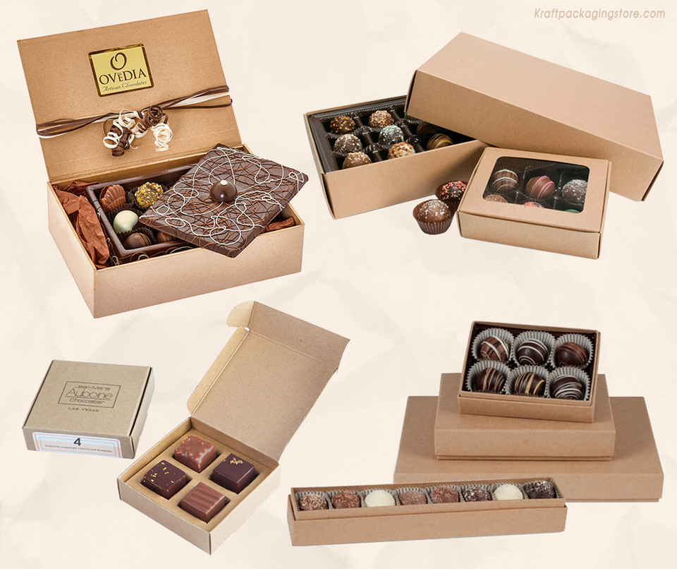 Custom Brown Kraft Chocolate Boxes Favor Treat Boxes